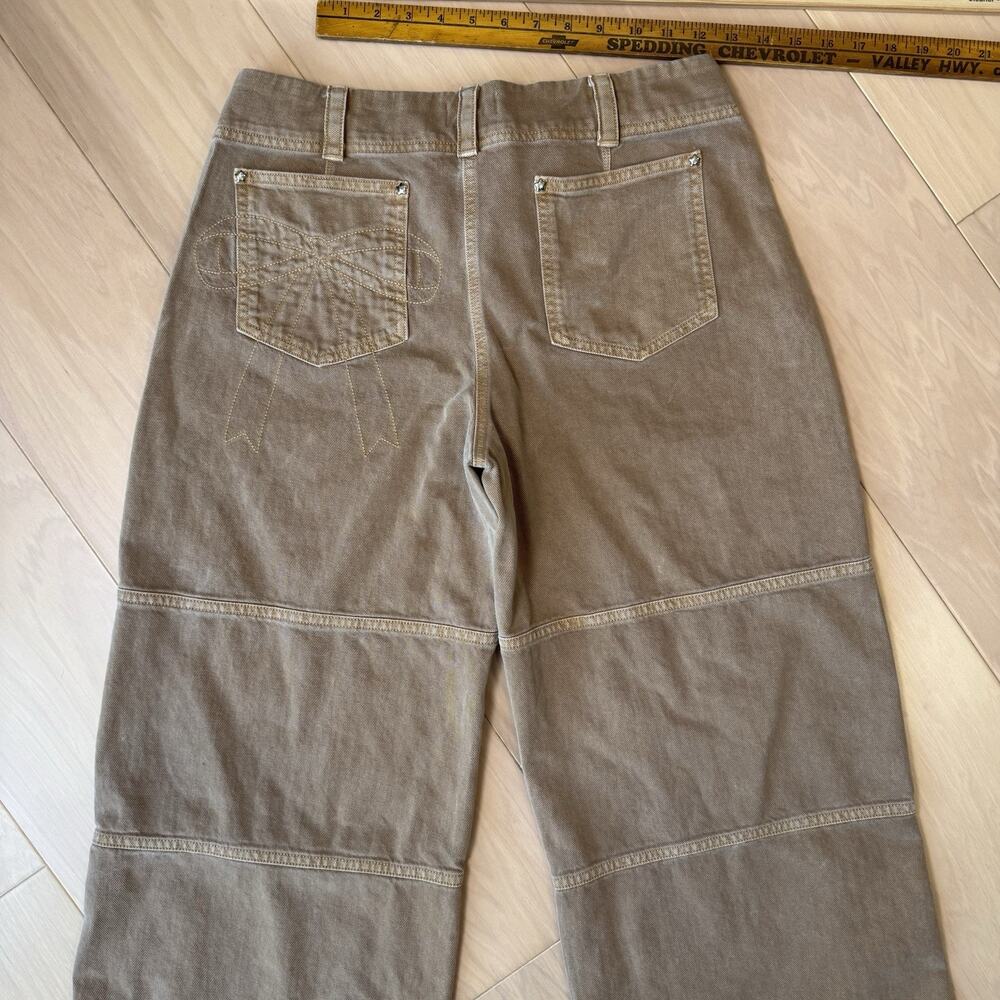 Gap Sandy Liang Low Rise Utility Pants Women's 10 Tan Brown Double Knee Baggy - Picture 9 of 11